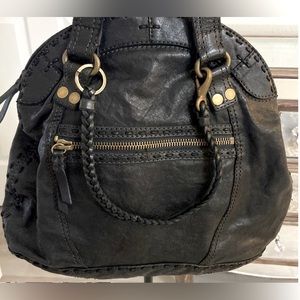 EUC Lucky Brand Leather Black Beautiful Hobo Handbag